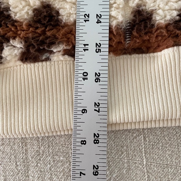 Aerie oversized sherpa fleece pullover pink/brown print - Size M - Picture 6 of 9